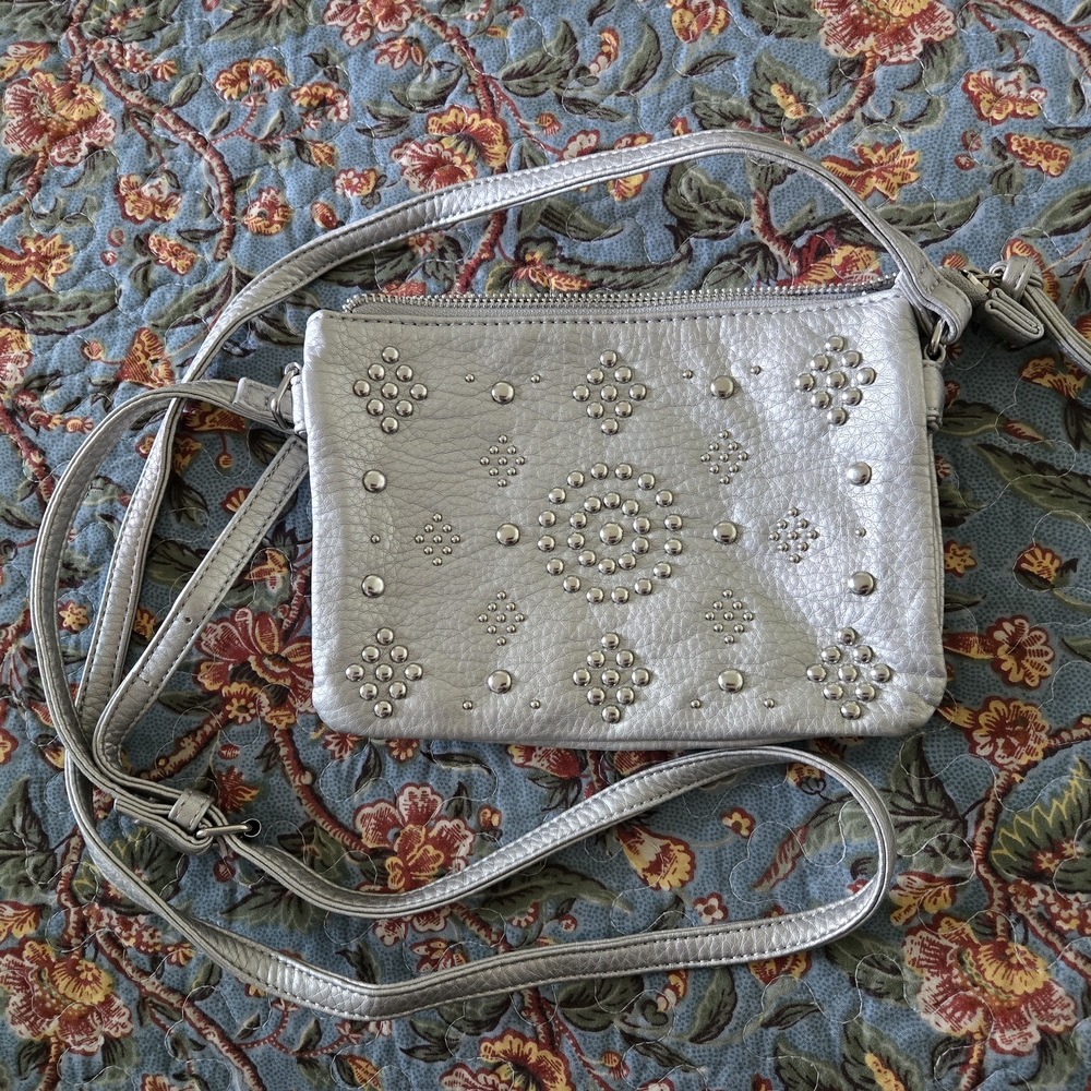 Silver Studded Crossbody Bag, Carlos Santana